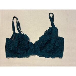 Savage X Fenty Unlined Hunter Green Lace Bra Size Tag Missing